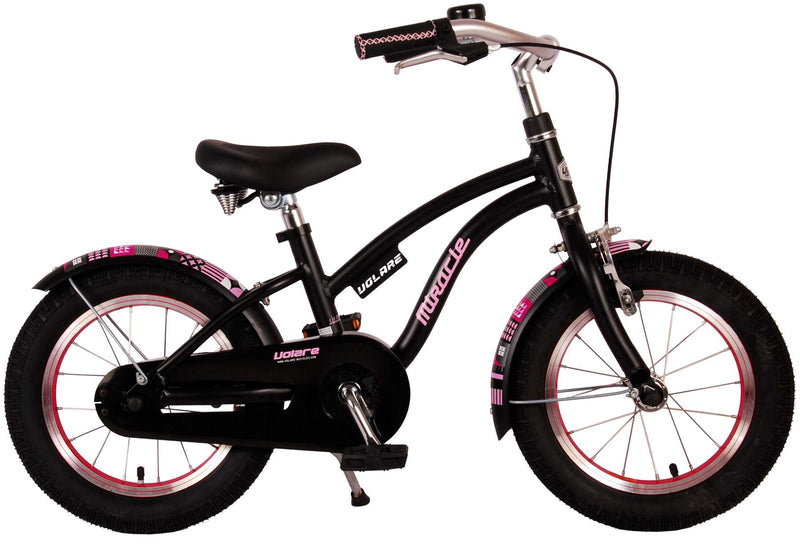 Volare Miracle Kinderfiets - Meisjes - 14 inch - Mat Zwart - Prime Collection - 3-5 jaar