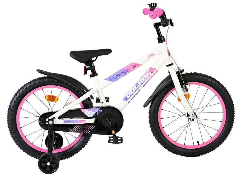 Volare Lily Kinderfiets - Meisjes - 18 inch - Wit Roze Paars - Wit, Roze, Paars - 5-7 jaar