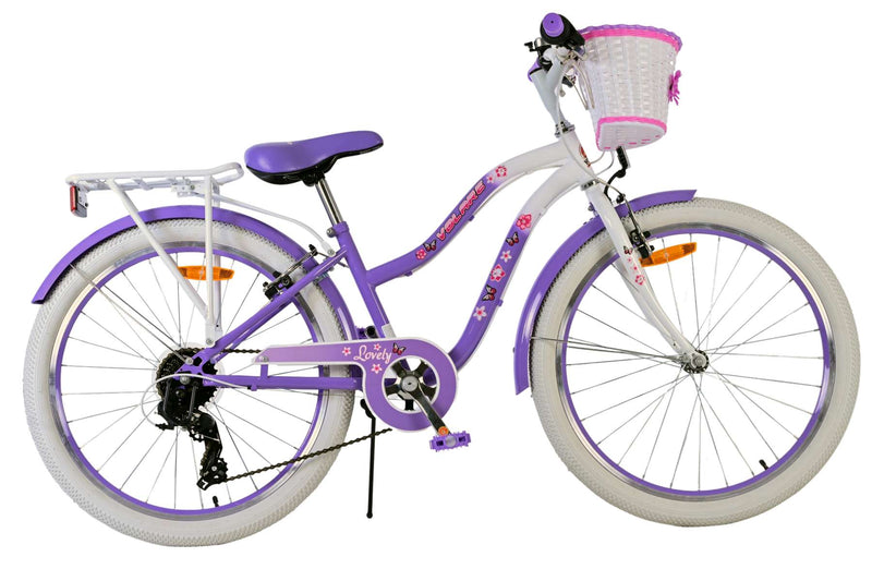 Volare Lovely Kinderfiets - Meisjes - 24 inch - Paars - 7 Versnellingen - 8-10 jaar