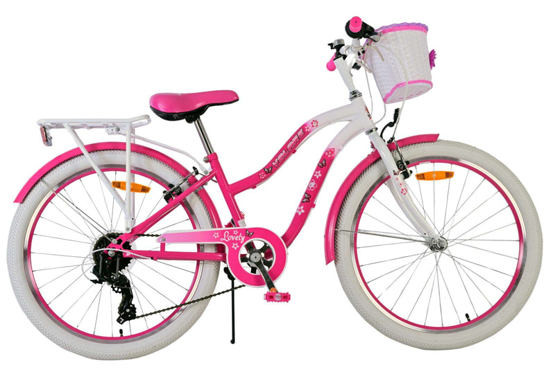 Volare Lovely Kinderfiets - Meisjes - 24 inch - Roze - 7 Versnellingen - 8-10 jaar