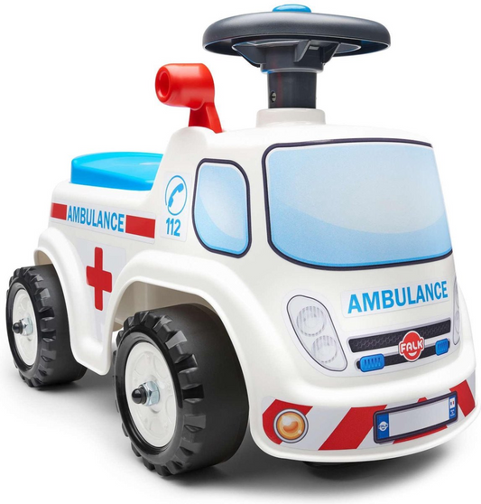Falk Ambulance Ride-on - Unisex - Wit - Loopauto - Vanaf 1 jaar bij Fietstotaal