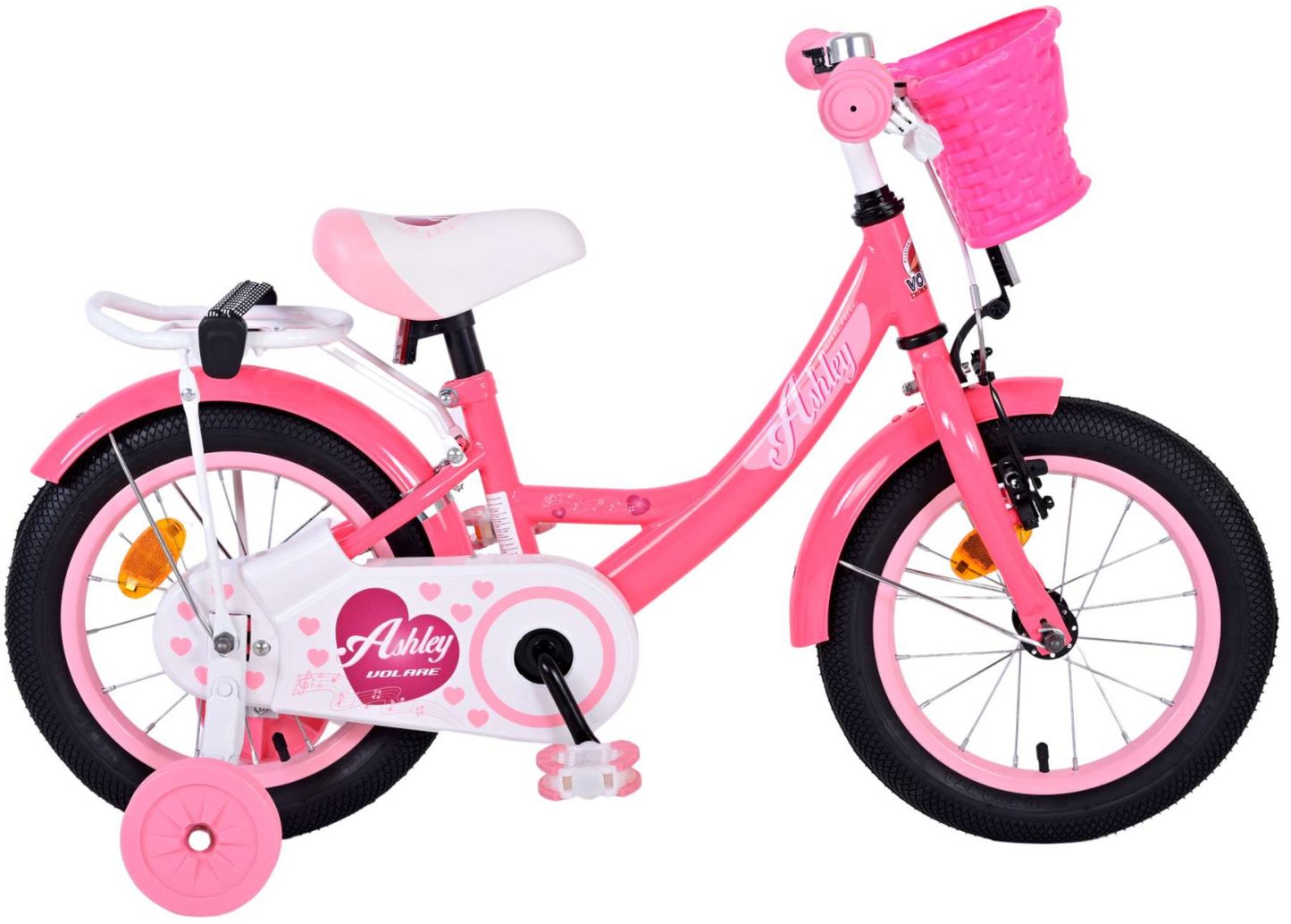 Volare Ashley Kinderfiets - Meisjes - 14 inch - Roze/Rood - Roze, Rood - 3-5 jaar extra afbeelding 15