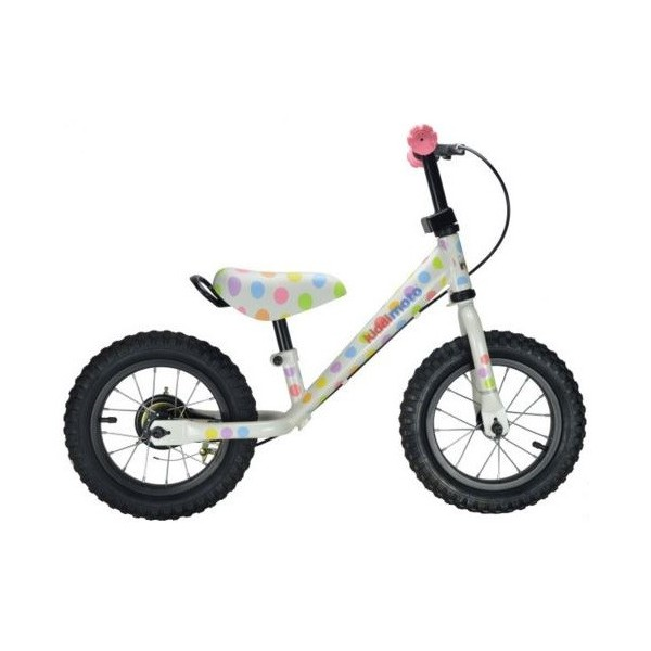 12" Loopfiets KiddiMoto Super Junior Pastel Dotty - Vanaf 2 jaar bij Fietstotaal