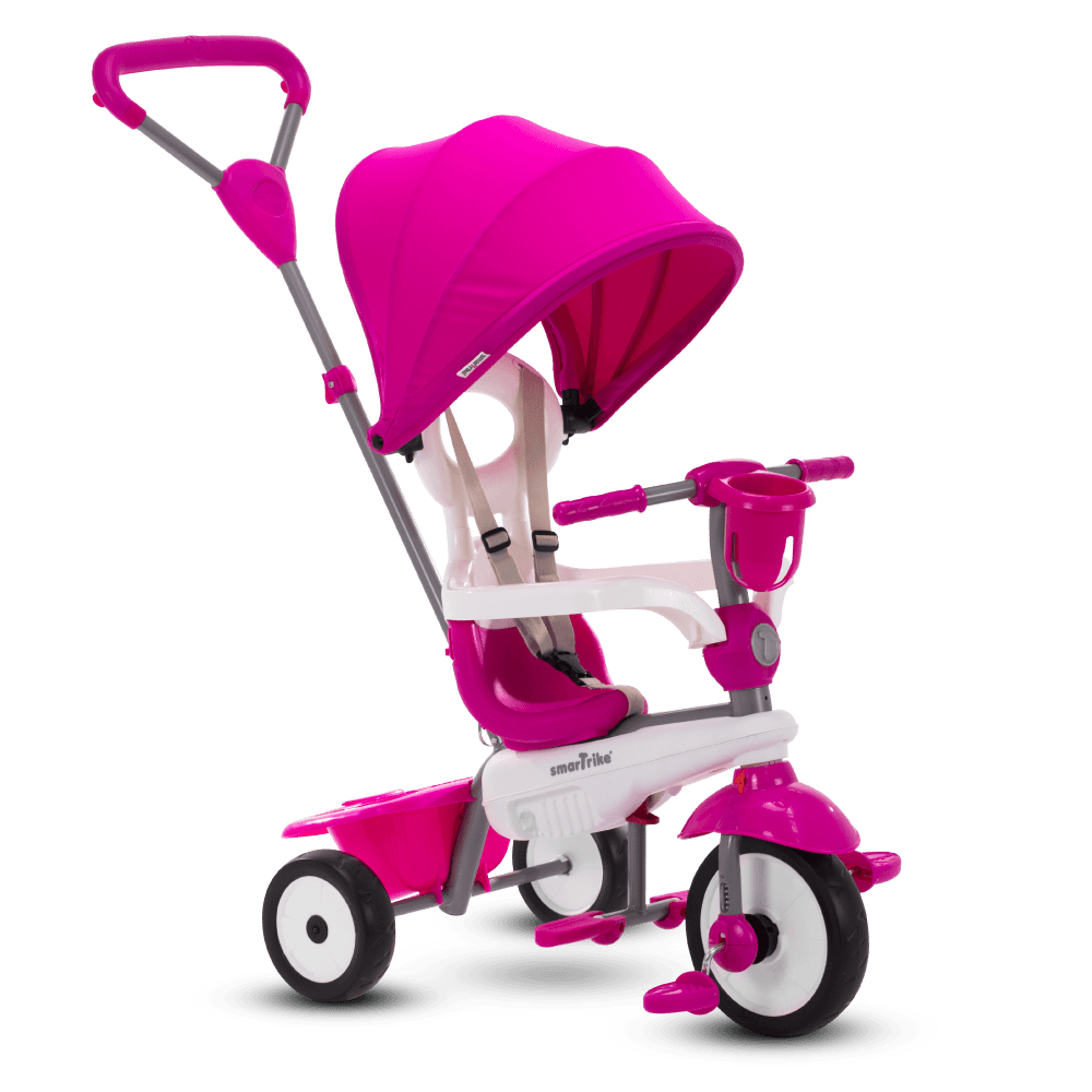 SmarTrike Breeze Plus 4-in-1 Driewieler Roze – Meegroei Driewieler met Duwstang vanaf 15 Maanden - Vanaf 1 jaar bij Fietstotaal