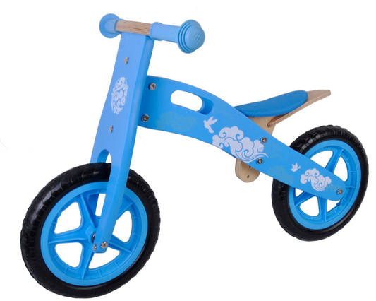 Houten loopfiets Blauw 12 inch - 3-5 jaar bij Fietstotaal