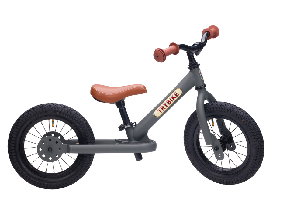 Trybike 2 wieler Steel loopfiets Matt Grey - 3-5 jaar bij Fietstotaal