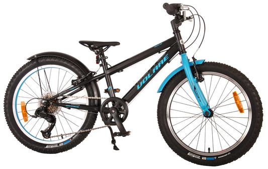 Volare Rocky Kinderfiets - 20 inch - Blauw Zwart - 85% afgemonteerd - 6 speed - Prime Collection - Zwart, Blauw - 6 versnellingen - 6-8 jaar bij Fietstotaal
