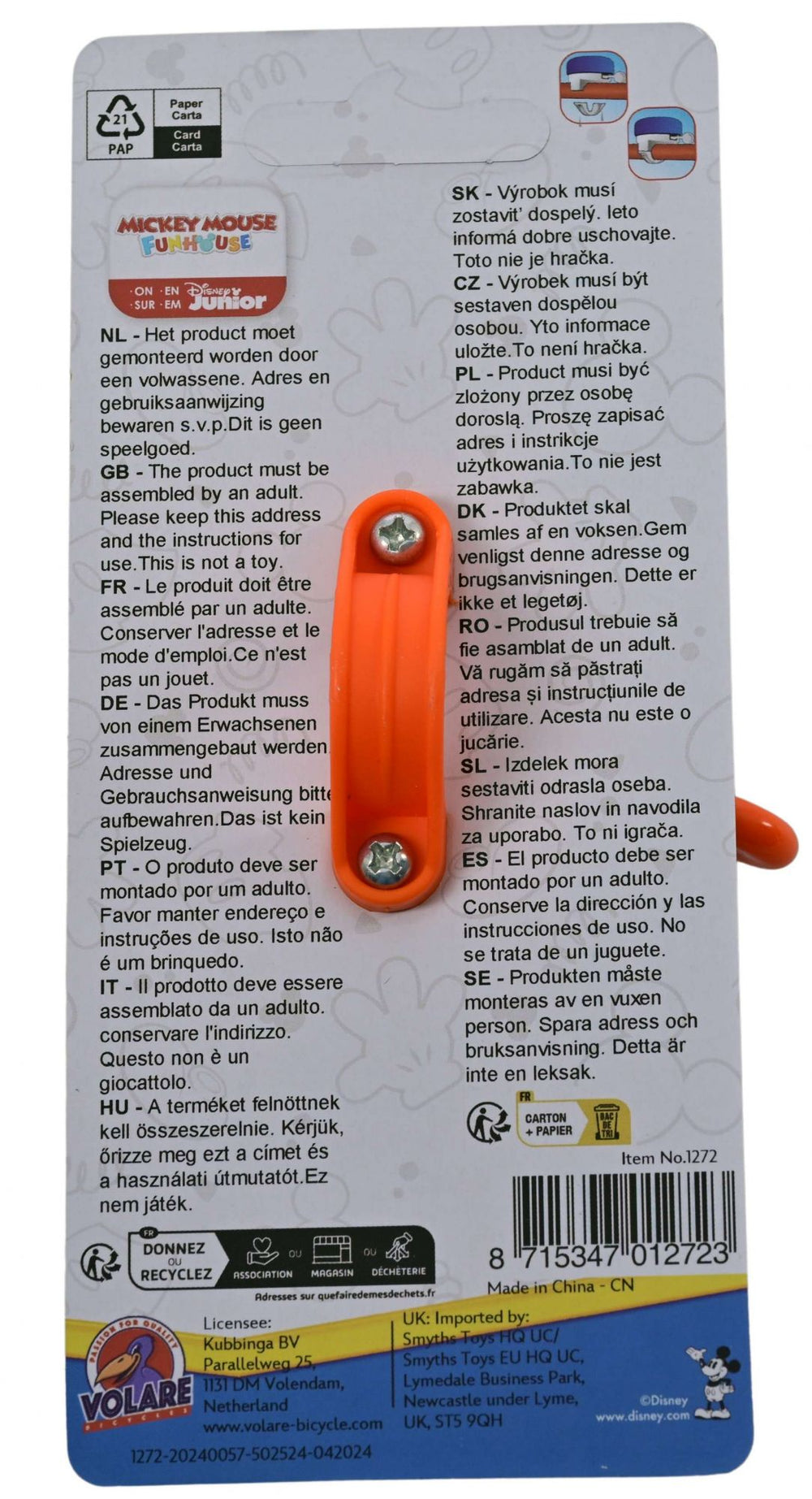 Disney Mickey Mouse Fietsbel - Jongens - Blauw Oranje extra afbeelding 4