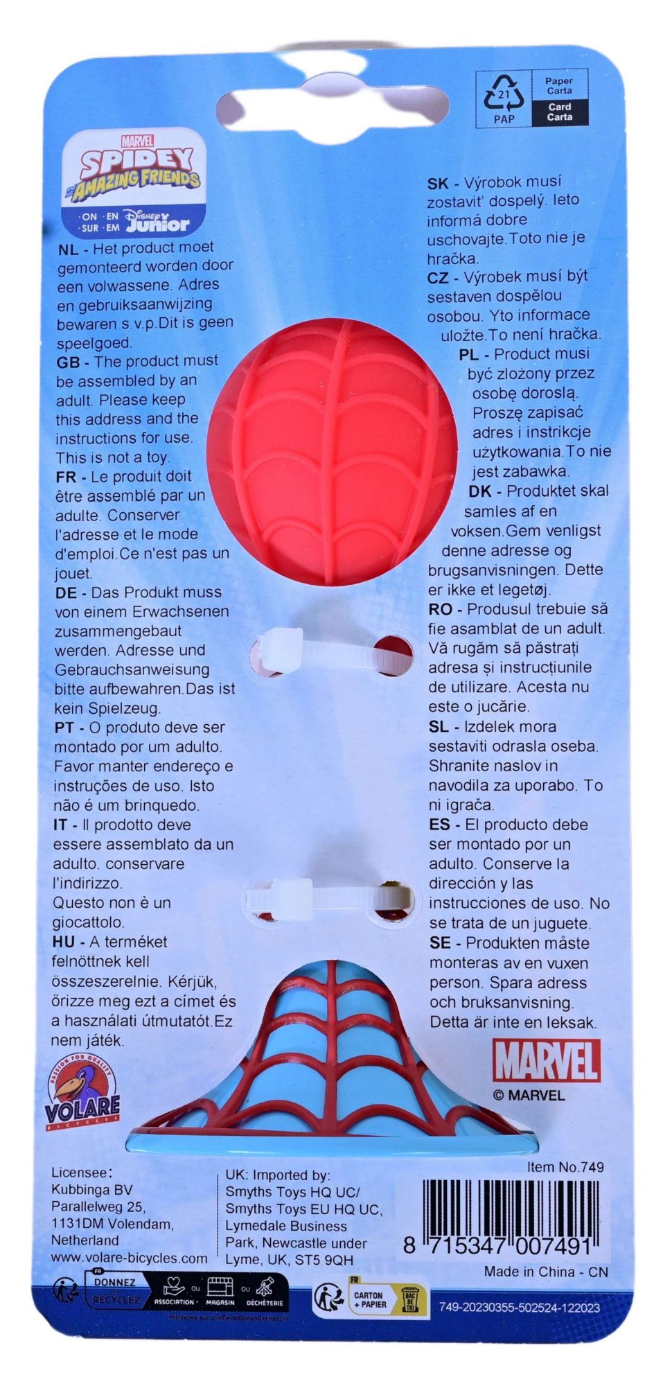 Spidey and his Amazing Friends Fietstoeter - Jongens - Rood Blauw Geel extra afbeelding 5