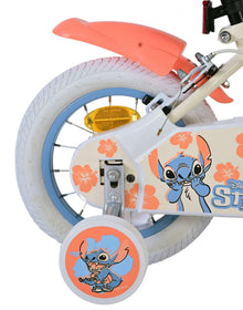 Disney Stitch Kinderfiets - Meisjes - 12 inch - Twee handremmen - Creme Koraal Blauw - Crème, Blauw - 3-5 jaar extra afbeelding 11