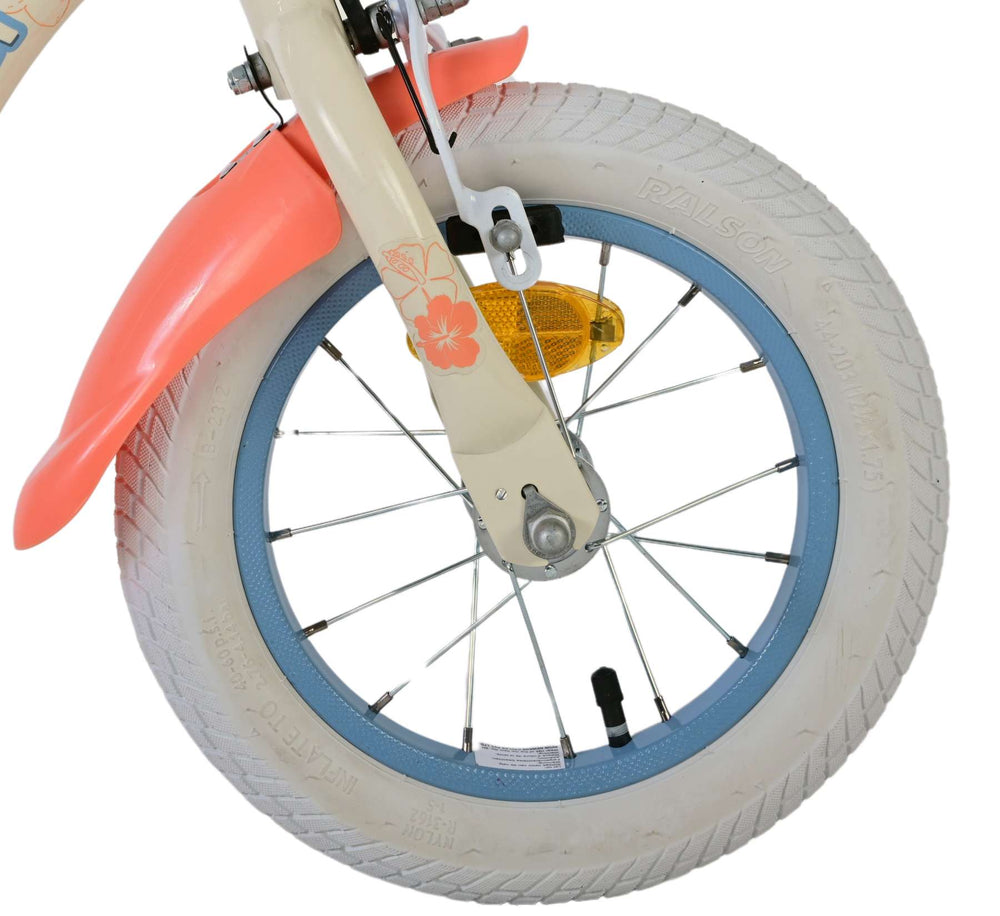Disney Stitch Kinderfiets - Meisjes - 12 inch - Twee handremmen - Creme Koraal Blauw - Crème, Blauw - 3-5 jaar extra afbeelding 10
