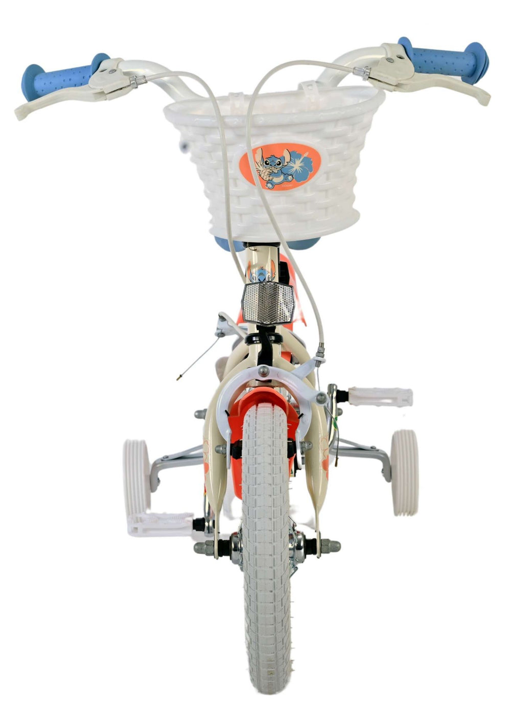 Disney Stitch Kinderfiets - Meisjes - 12 inch - Twee handremmen - Creme Koraal Blauw - Crème, Blauw - 3-5 jaar extra afbeelding 7