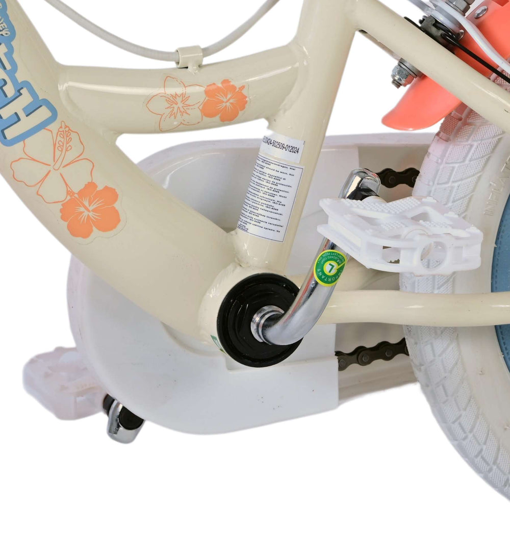 Disney Stitch Kinderfiets - Meisjes - 12 inch - Twee handremmen - Creme Koraal Blauw - Crème, Blauw - 3-5 jaar extra afbeelding 4