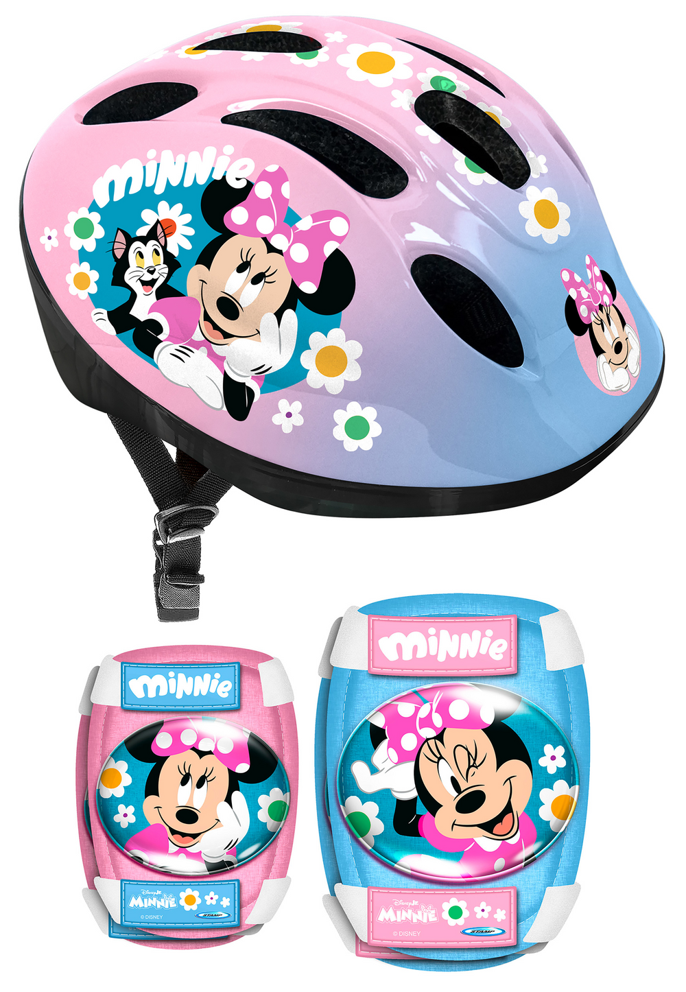 Helm + elleboog- & kniebeschermers MINNIE bij Fietstotaal