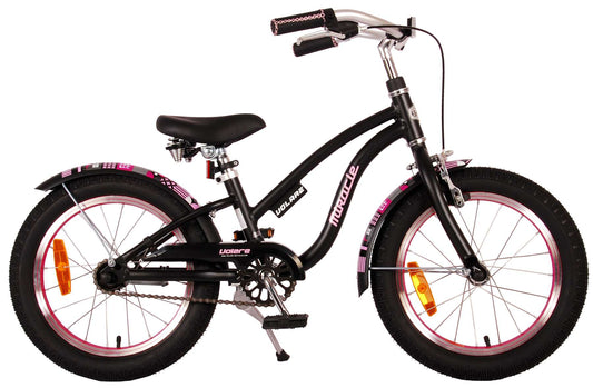 Volare Miracle Cruiser Kinderfiets - Meisjes- 16 inch - Mat Zwart - Prime Collection - 4-6 jaar bij Fietstotaal