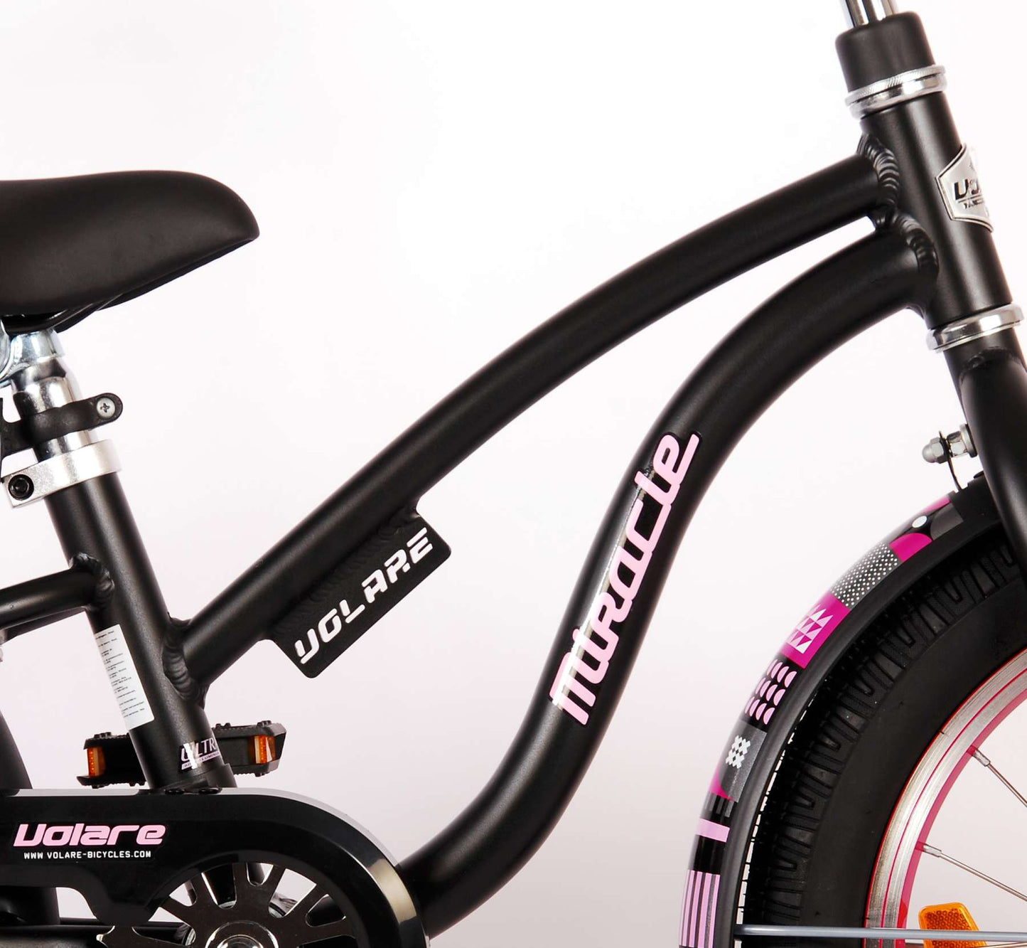 Volare Miracle Cruiser Kinderfiets - Meisjes- 16 inch - Mat Zwart - Prime Collection - 4-6 jaar extra afbeelding 7