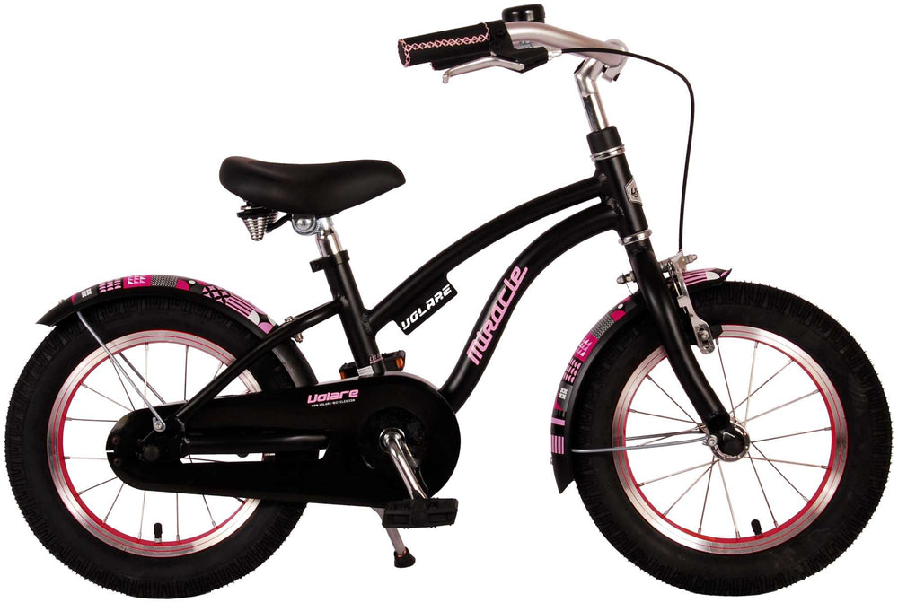 Volare Miracle Kinderfiets - Meisjes - 14 inch - Mat Zwart - Prime Collection - 3-5 jaar bij Fietstotaal