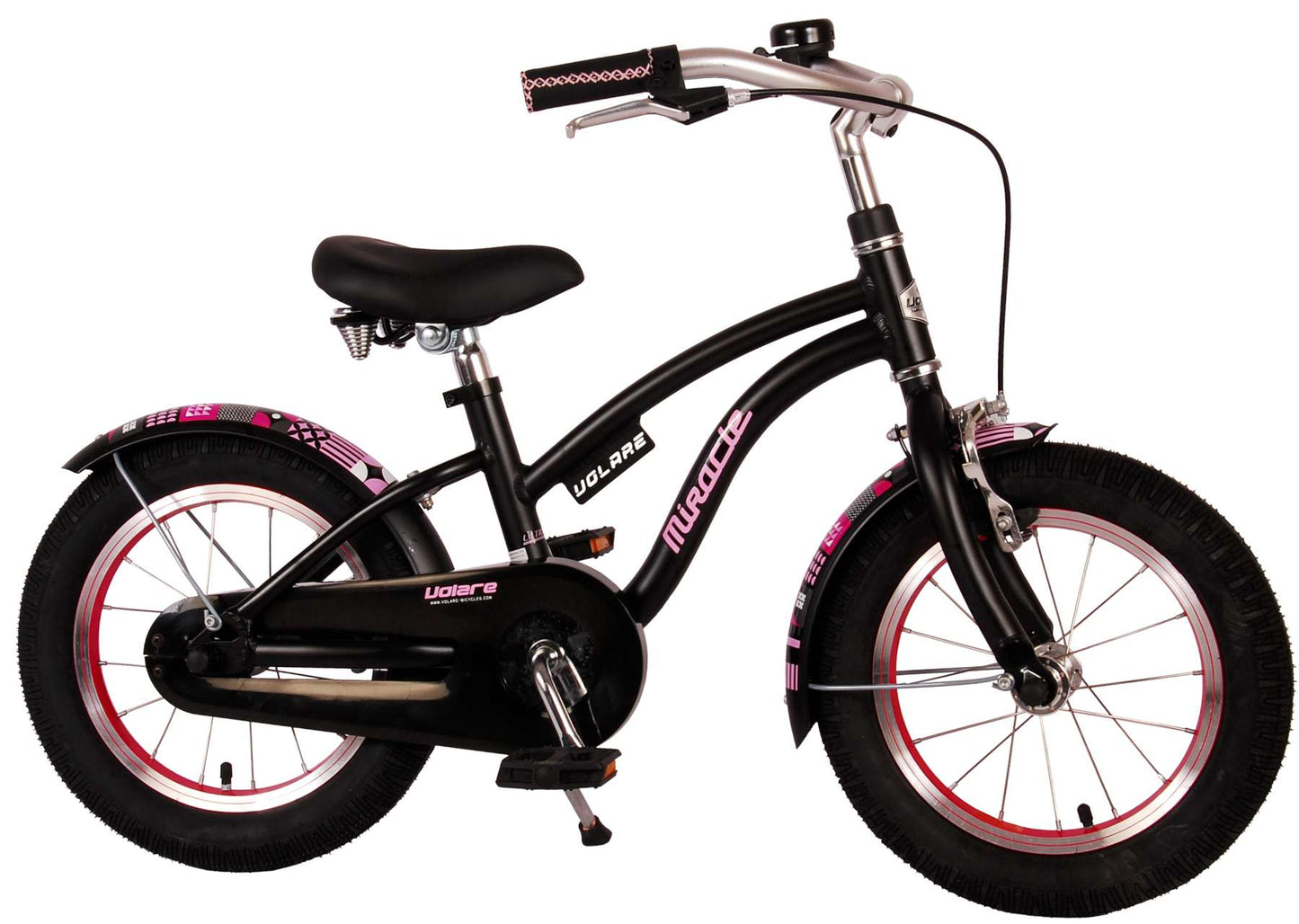 Volare Miracle Kinderfiets - Meisjes - 14 inch - Mat Zwart - Prime Collection - 3-5 jaar extra afbeelding 3