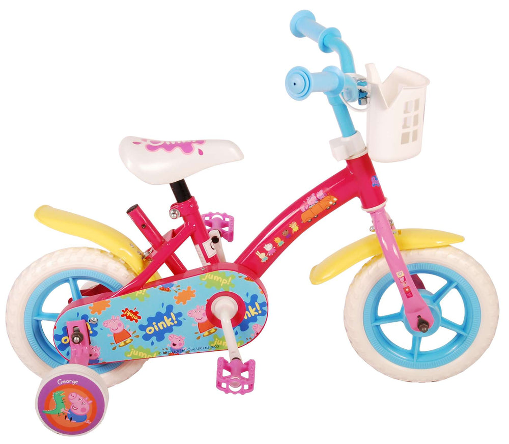 Peppa Pig Kinderfiets - Meisjes - 10 inch - Roze/Blauw - Doortrapper - Blauw, Roze - 2-4 jaar bij Fietstotaal
