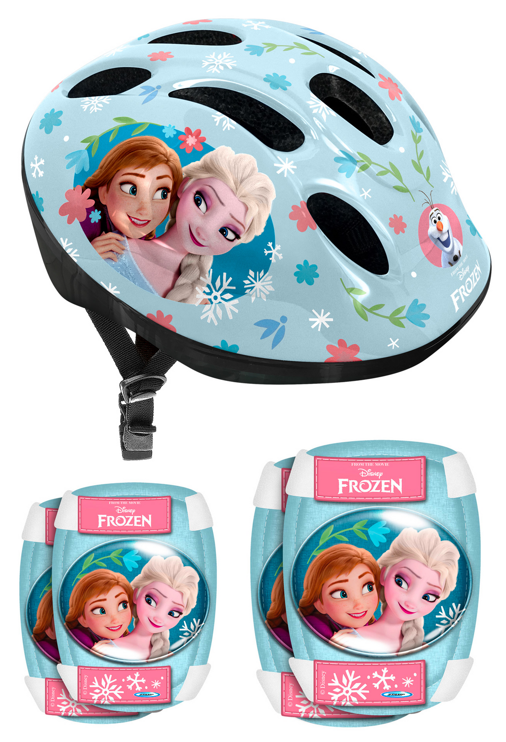 Helm + elleboog- & kniebeschermers FROZEN bij Fietstotaal