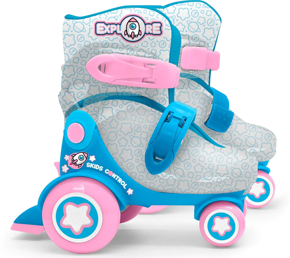 Verstelbare quad skates Explore roze maat 23-26 - Vanaf 8 jaar bij Fietstotaal