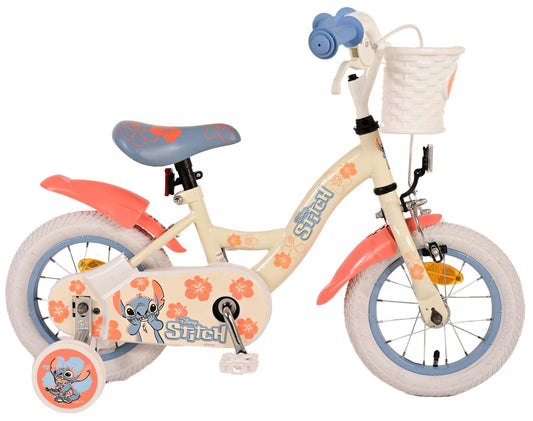 Disney Stitch Kinderfiets - Meisjes - 12 inch - CrÃ¨me Koraal Blauw - 3-5 jaar bij Fietstotaal
