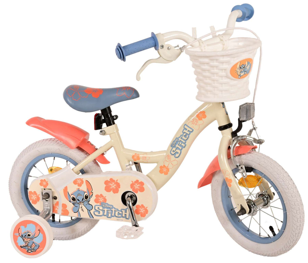 Disney Stitch Kinderfiets - Meisjes - 12 inch - CrÃ¨me Koraal Blauw - 3-5 jaar extra afbeelding 3