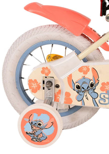 Disney Stitch Kinderfiets - Meisjes - 12 inch - CrÃ¨me Koraal Blauw - 3-5 jaar extra afbeelding 4