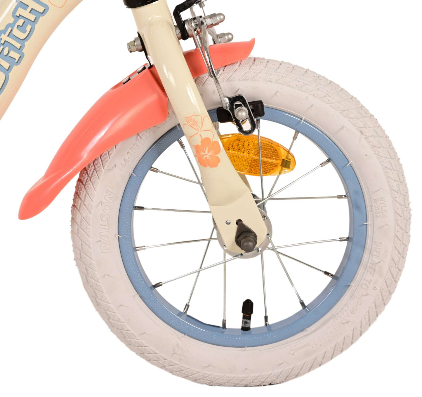 Disney Stitch Kinderfiets - Meisjes - 12 inch - CrÃ¨me Koraal Blauw - 3-5 jaar extra afbeelding 5