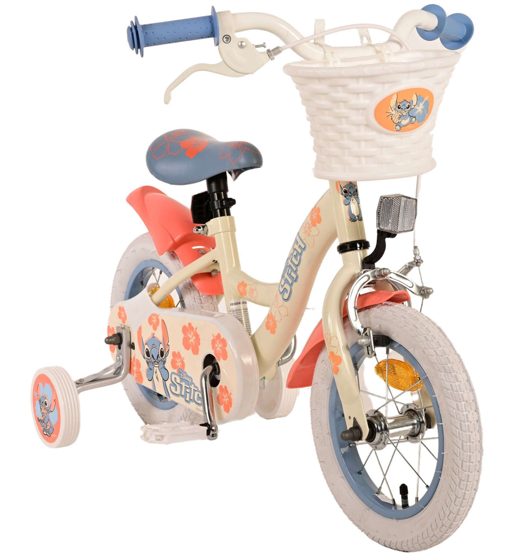 Disney Stitch Kinderfiets - Meisjes - 12 inch - CrÃ¨me Koraal Blauw - 3-5 jaar extra afbeelding 7