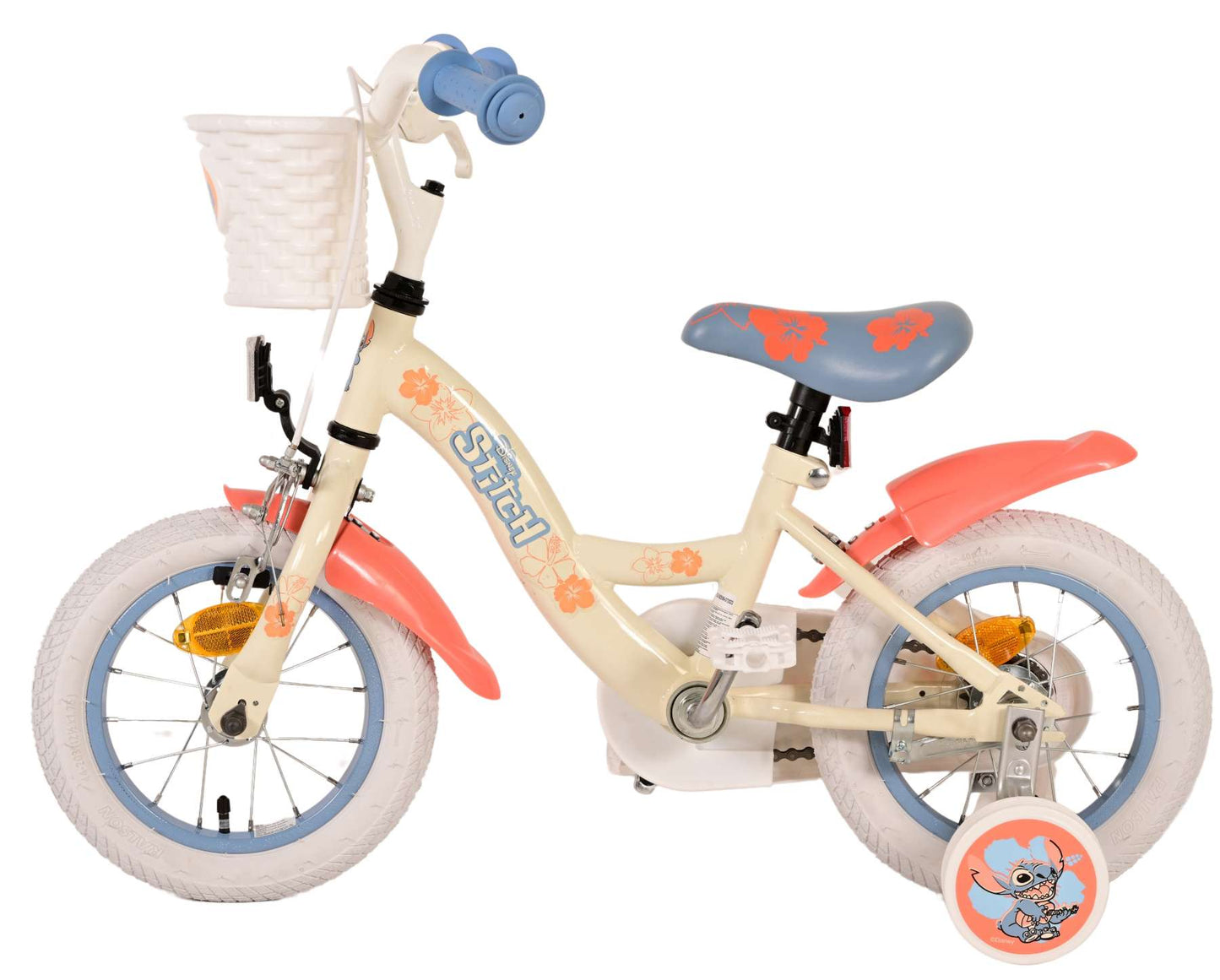 Disney Stitch Kinderfiets - Meisjes - 12 inch - CrÃ¨me Koraal Blauw - 3-5 jaar extra afbeelding 9