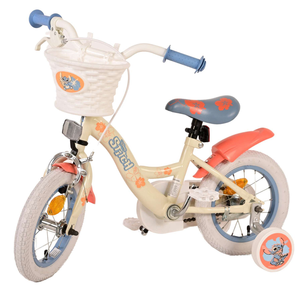 Disney Stitch Kinderfiets - Meisjes - 12 inch - CrÃ¨me Koraal Blauw - 3-5 jaar extra afbeelding 10