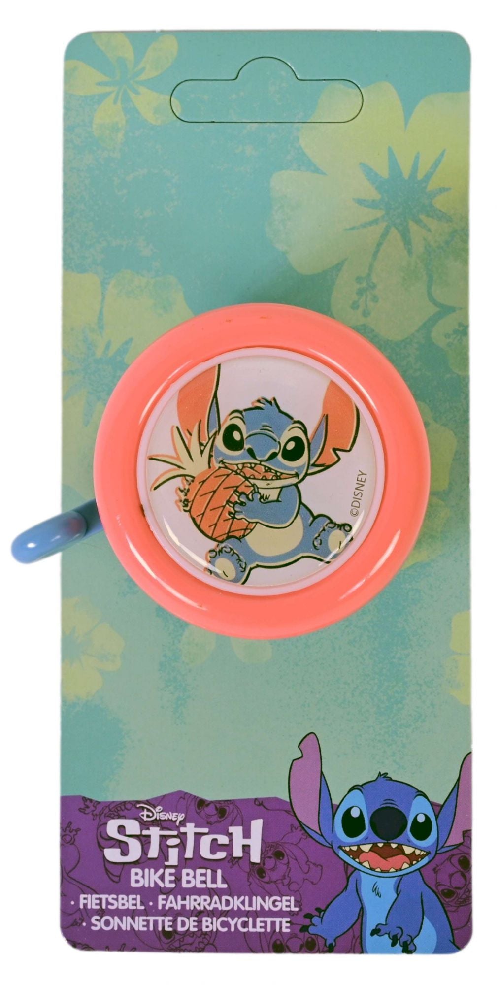 Disney Stitch Fietsbel - Roze / Koraal Blauw bij Fietstotaal