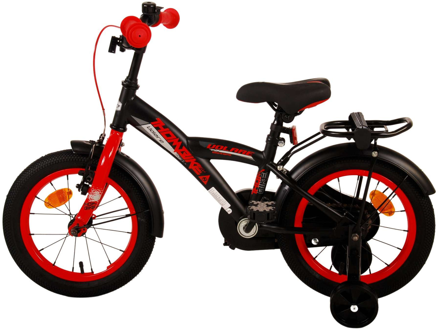 Volare Thombike Kinderfiets - Jongens - 14 inch - Zwart Rood - Zwart, Rood - 3-5 jaar extra afbeelding 14
