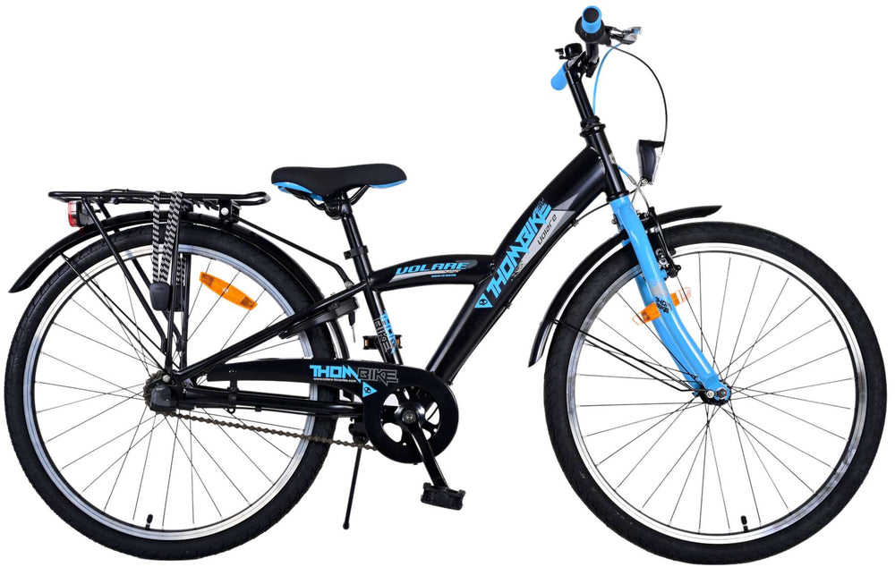 Volare Thombike Kinderfiets - Jongens - 24 inch - Zwart Blauw - 3 versnellingen - Zwart, Blauw - 8-10 jaar bij Fietstotaal
