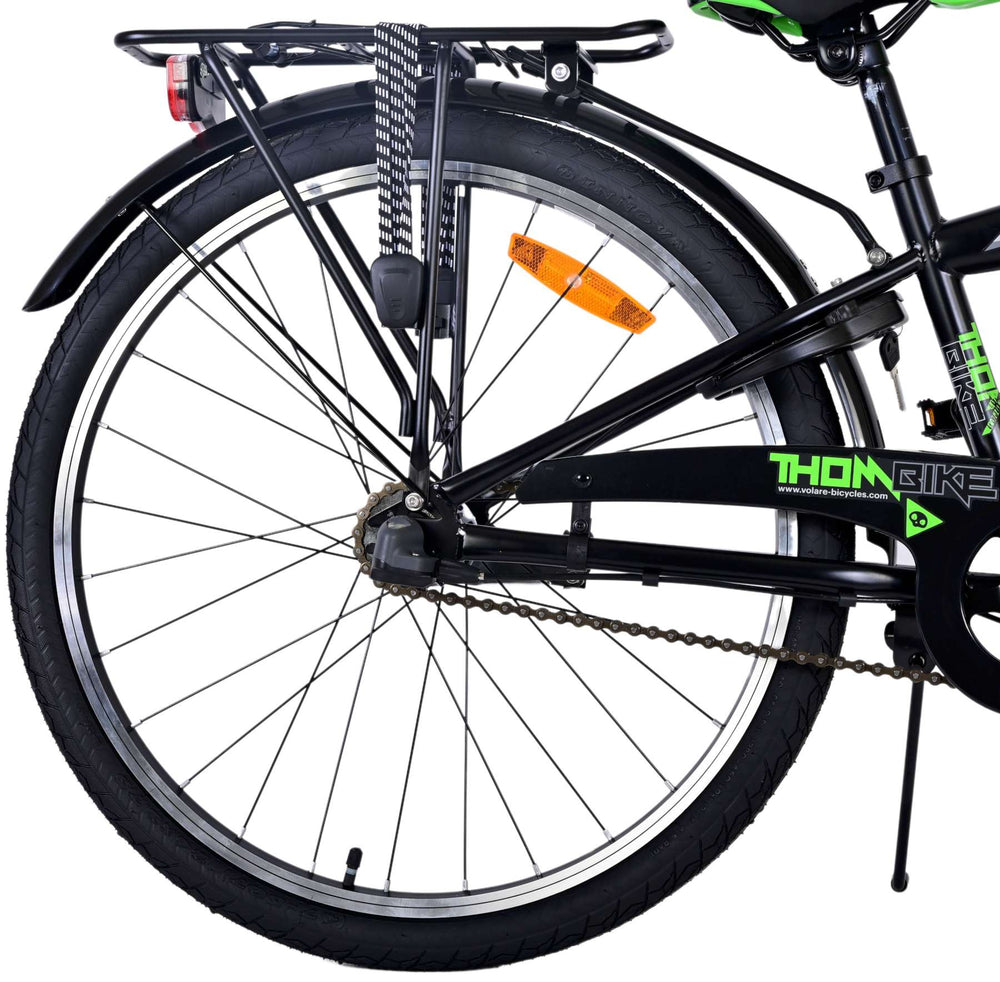 Volare Thombike Kinderfiets - Jongens - 24 inch - Groen Zwart - 3 versnellingen - Zwart, Groen - 8-10 jaar extra afbeelding 4