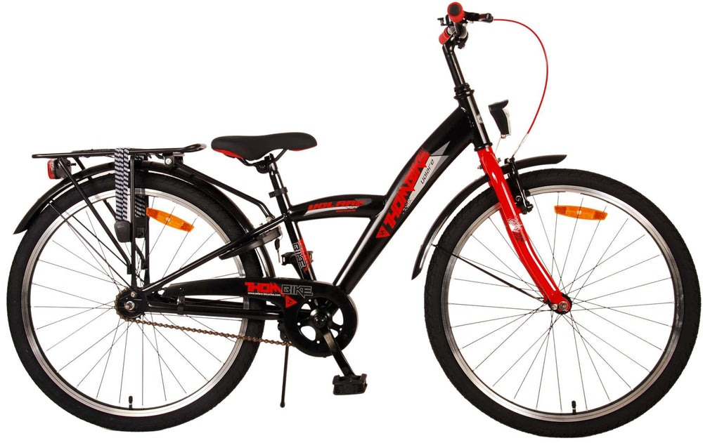 Volare Thombike Kinderfiets - Jongens - 24 inch - Zwart Rood - Zwart, Rood - 8-10 jaar bij Fietstotaal