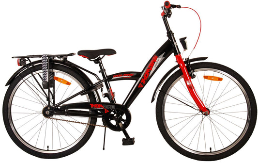 Volare Thombike Kinderfiets - Jongens - 24 inch - Zwart Rood - Zwart, Rood - 8-10 jaar bij Fietstotaal