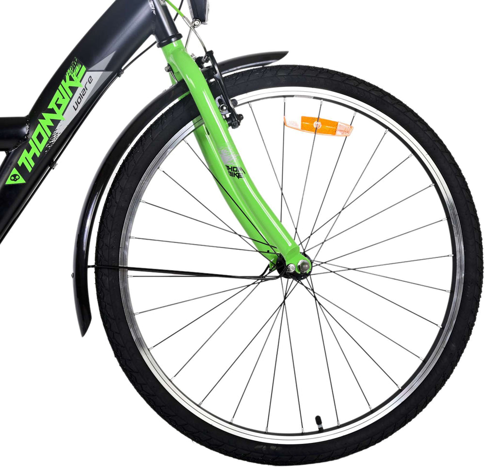 Volare Thombike Kinderfiets - Jongens - 26 inch - Zwart Groen - 3 versnellingen - Zwart, Groen - 10-12 jaar extra afbeelding 5
