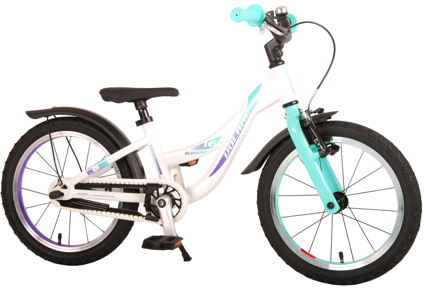 Volare Glamour Kinderfiets - Meisjes - 16 inch - Wit/Mint Groen - Prime Collection - Mint, Wit, Groen - 4-6 jaar extra afbeelding 3