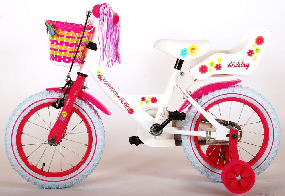 Volare Ashley Kinderfiets - Meisjes - 14 inch - Wit - 95% afgemonteerd - 3-5 jaar extra afbeelding 6