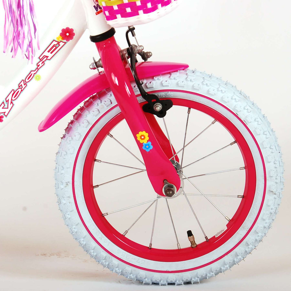 Volare Ashley Kinderfiets - Meisjes - 14 inch - Wit - 95% afgemonteerd - 3-5 jaar extra afbeelding 13