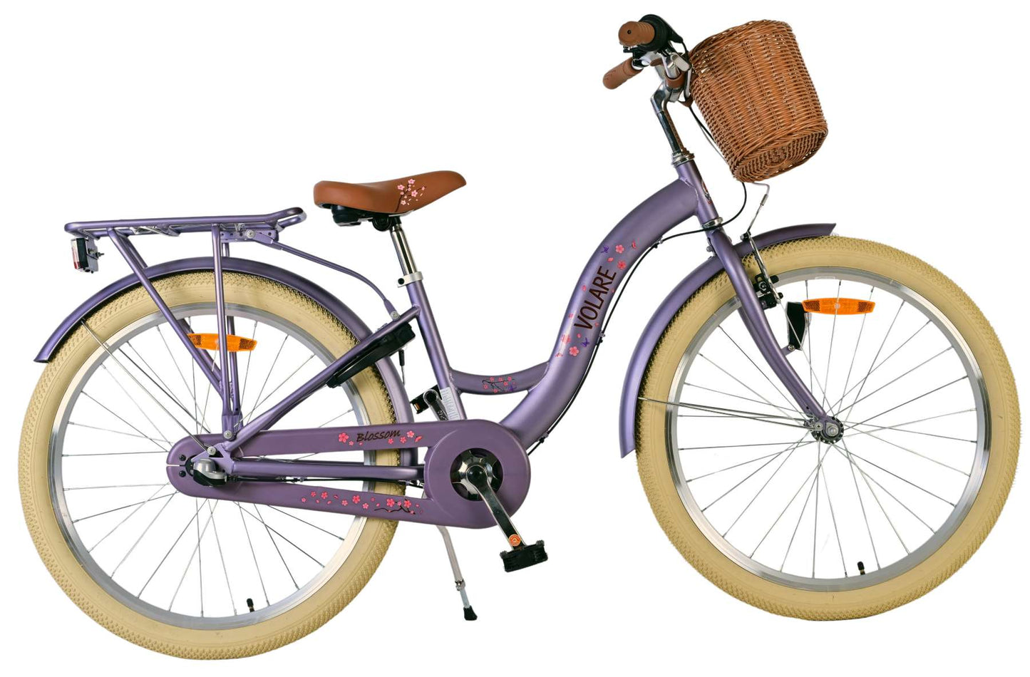 Volare Blossom Kinderfiets - Meisjes - 24 inch - Paars - 3 Versnellingen - 8-10 jaar bij Fietstotaal