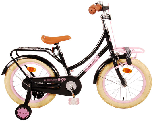 Volare Excellent Kinderfiets - Meisjes - 16 inch - Zwart - 95% afgemonteerd - 4-6 jaar bij Fietstotaal