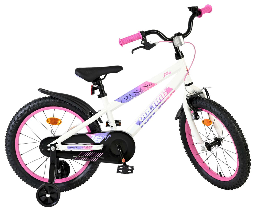 Volare Lily Kinderfiets - Meisjes - 18 inch - Wit Roze Paars - Wit, Roze, Paars - 5-7 jaar extra afbeelding 11