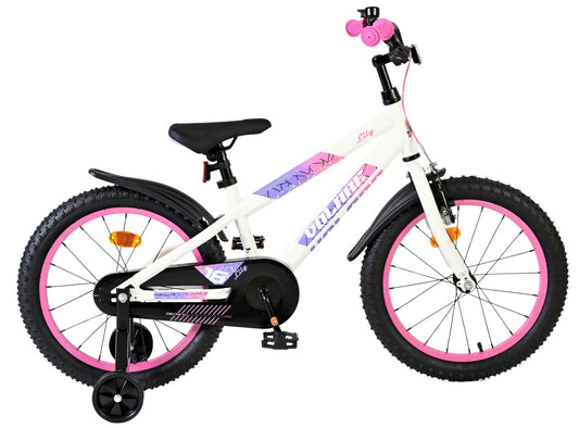 Volare Lily Kinderfiets - Meisjes - 18 inch - Wit Roze Paars - Wit, Roze, Paars - 5-7 jaar bij Fietstotaal