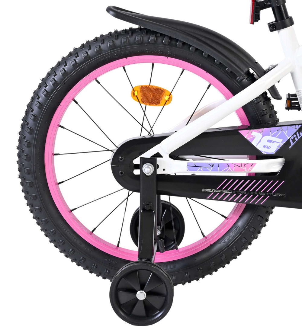 Volare Lily Kinderfiets - Meisjes - 18 inch - Wit Roze Paars - Wit, Roze, Paars - 5-7 jaar extra afbeelding 3