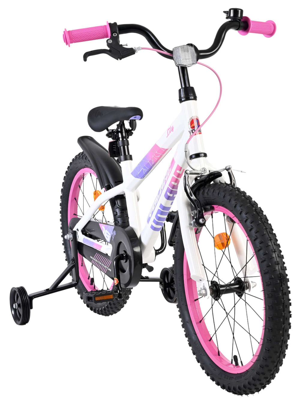 Volare Lily Kinderfiets - Meisjes - 18 inch - Wit Roze Paars - Wit, Roze, Paars - 5-7 jaar extra afbeelding 6