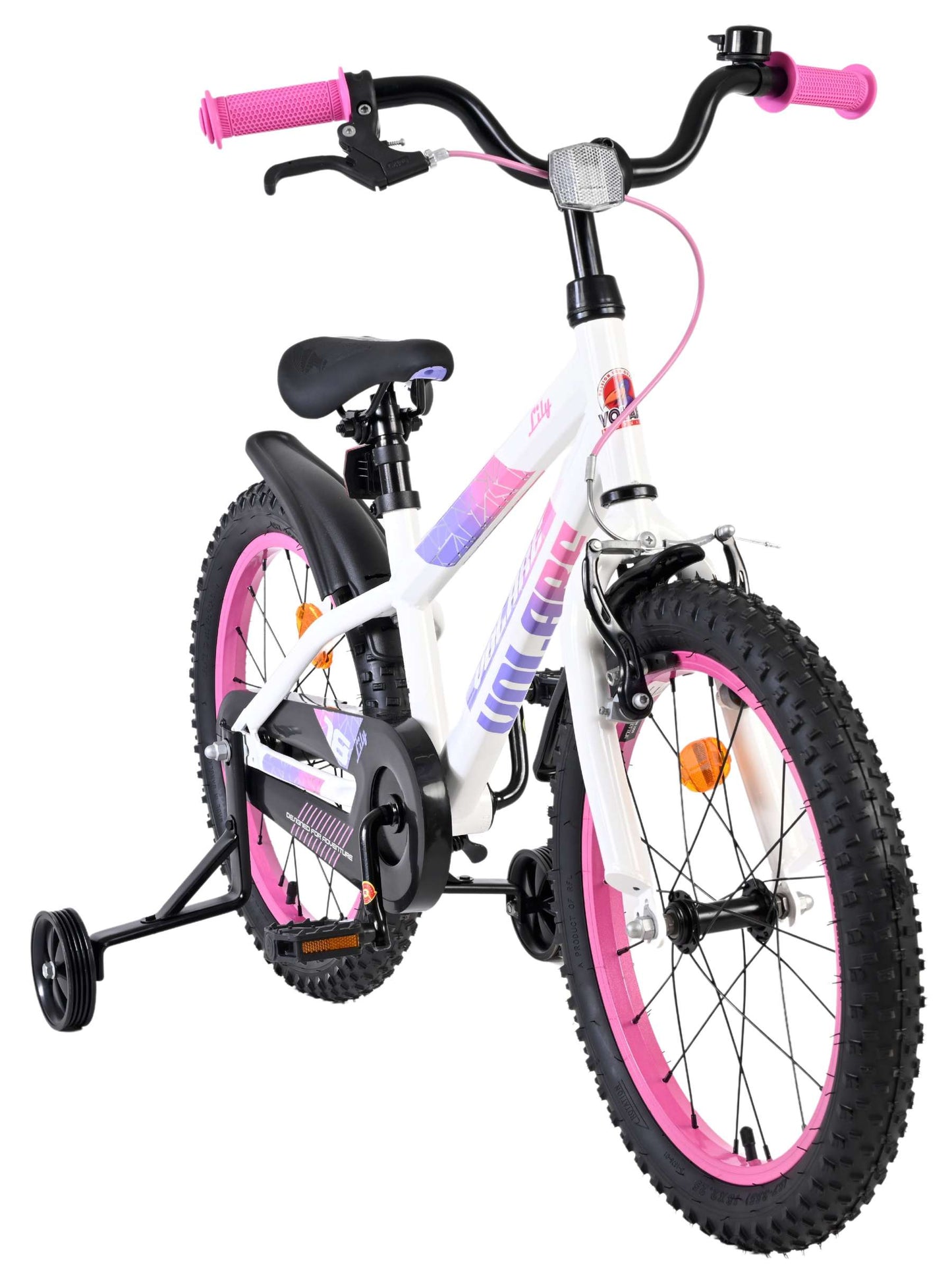 Volare Lily Kinderfiets - Meisjes - 18 inch - Wit Roze Paars - Wit, Roze, Paars - 5-7 jaar extra afbeelding 6