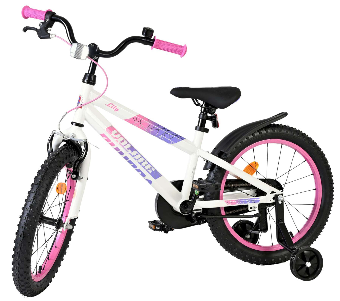 Volare Lily Kinderfiets - Meisjes - 18 inch - Wit Roze Paars - Wit, Roze, Paars - 5-7 jaar extra afbeelding 9